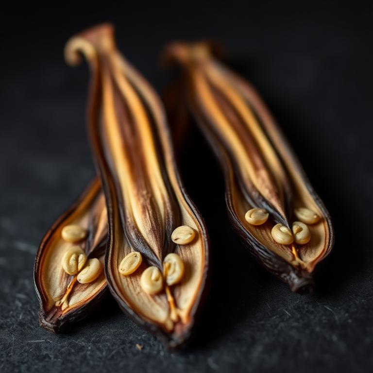 VANILLA raw material macro photograph